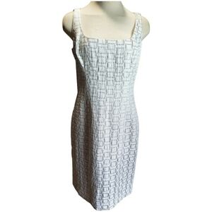 Lauren Ralph Lauren Dress 8 Silver Metallic Sheath Career Work Zippered Midi